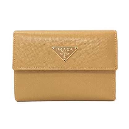 PRADA Logo Hardware Tri-fold wallet (with Coin Pocket) Leather Ladies [Used]
