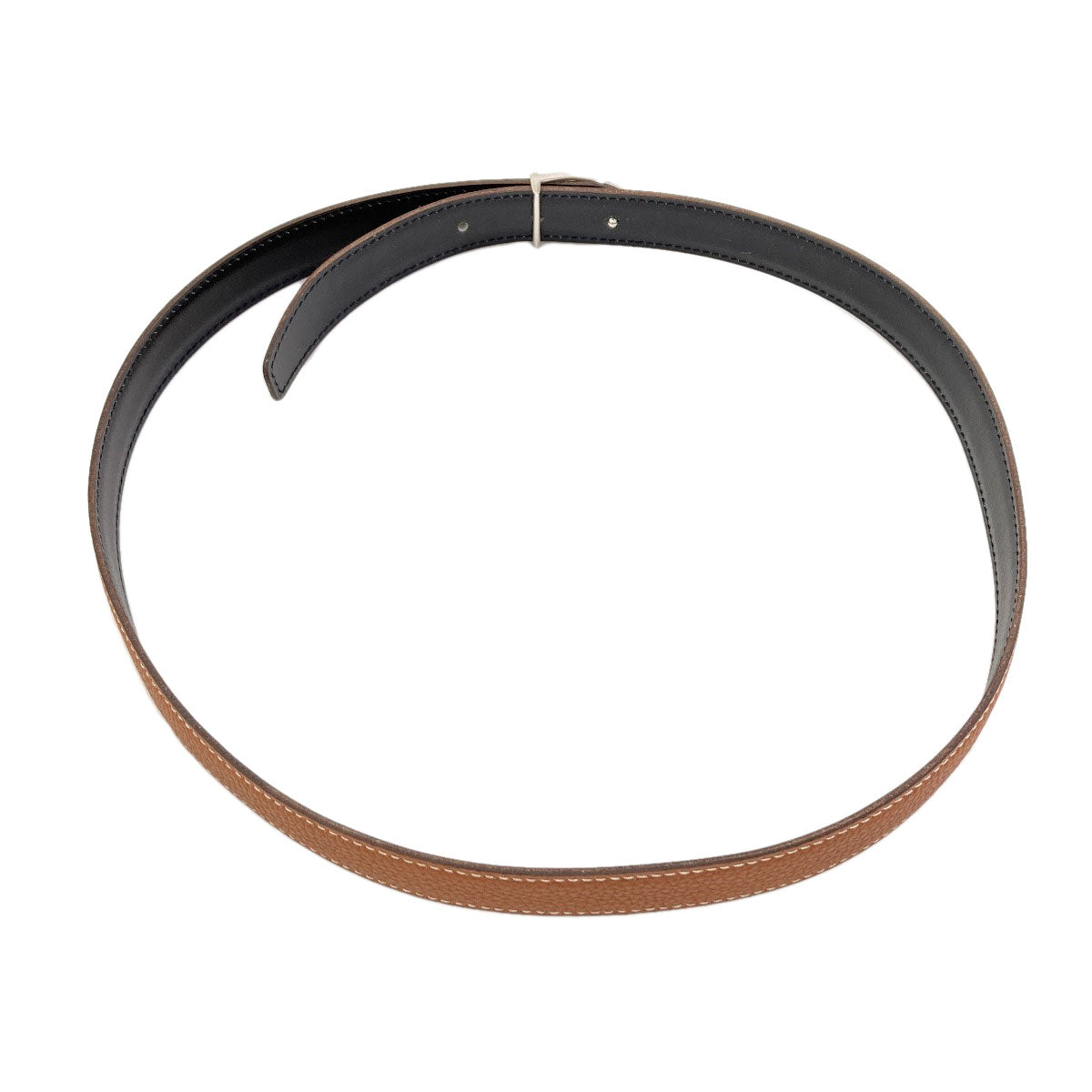 HERMES Cavalier SilverHardware belt Calf mens [Used]