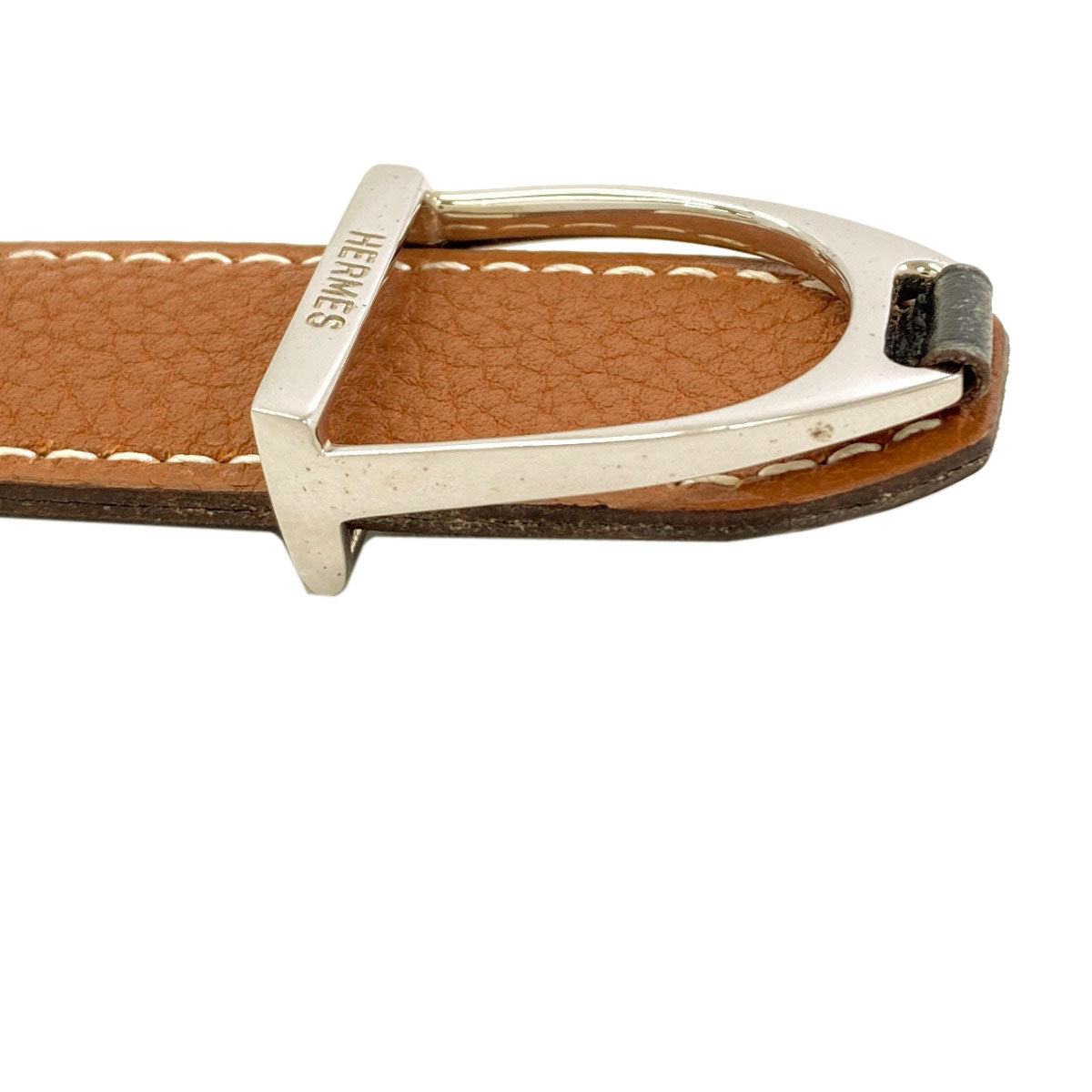 HERMES Cavalier SilverHardware belt Calf mens [Used]