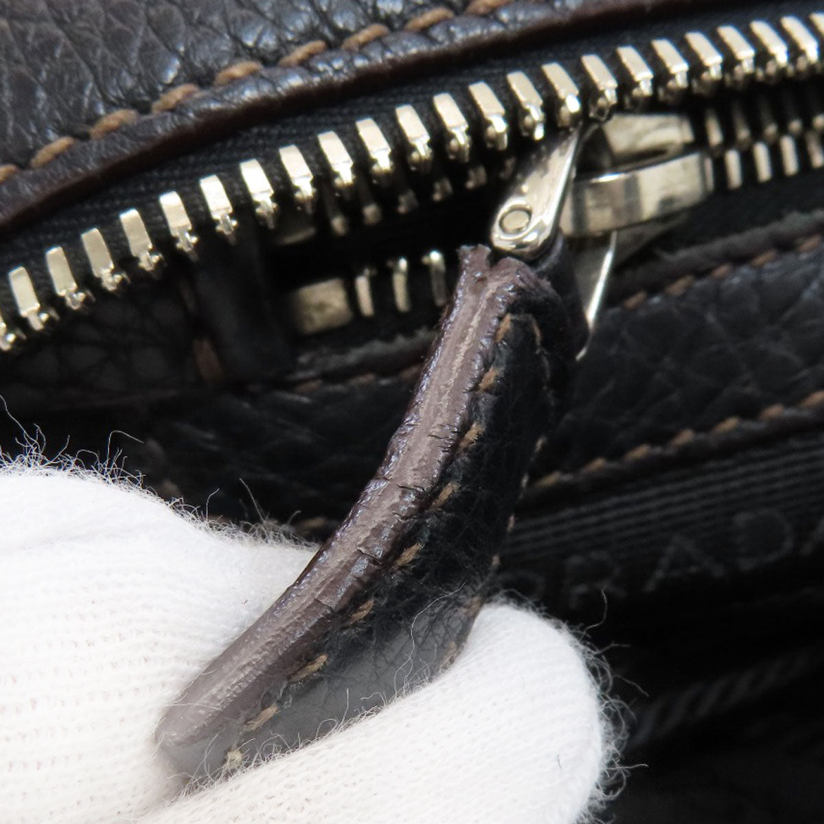 PRADA Embossed logo Handbag Leather Ladies [Used]