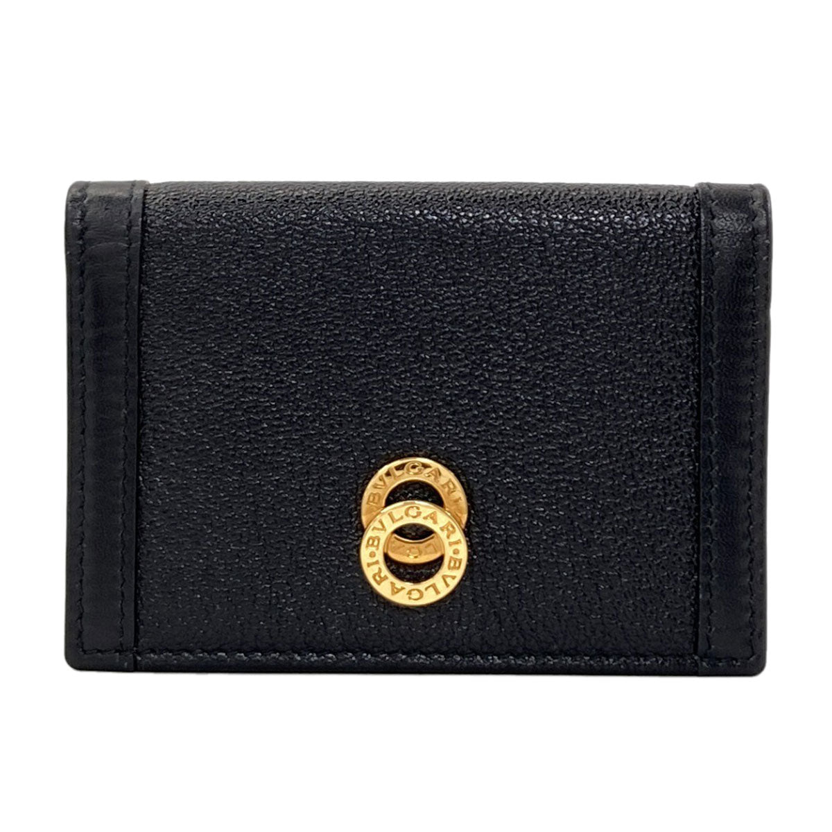 BVLGARI logo Card Case Leather Ladies [Used]