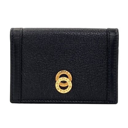 BVLGARI logo Card Case Leather Ladies [Used]