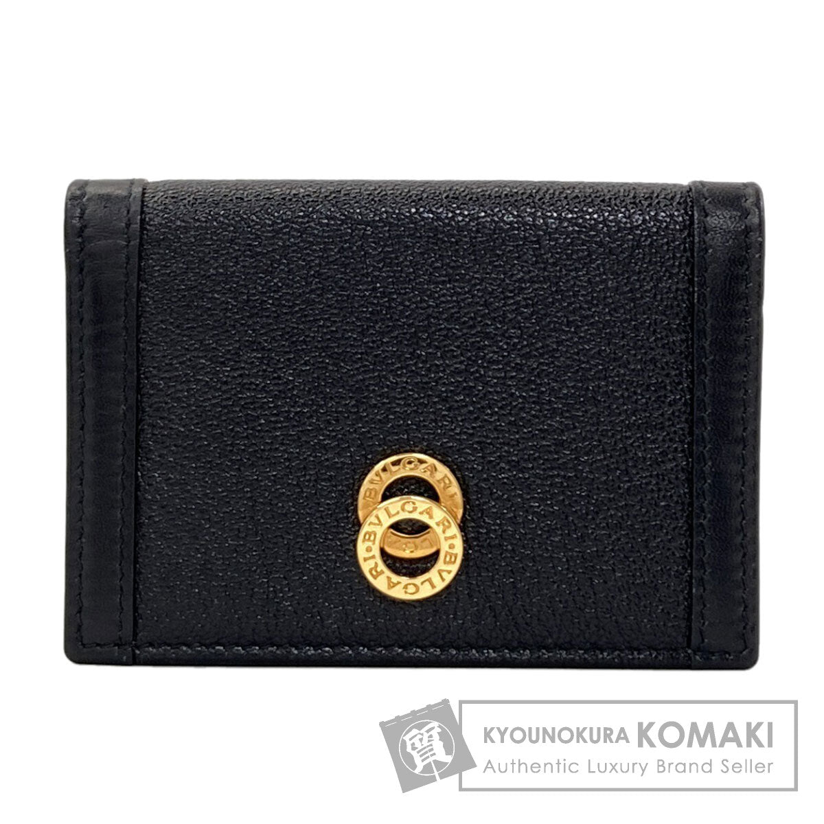 BVLGARI logo Card Case Leather Ladies [Used]