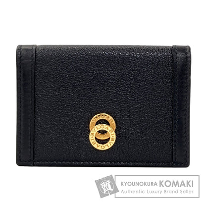BVLGARI logo Card Case Leather Ladies [Used]