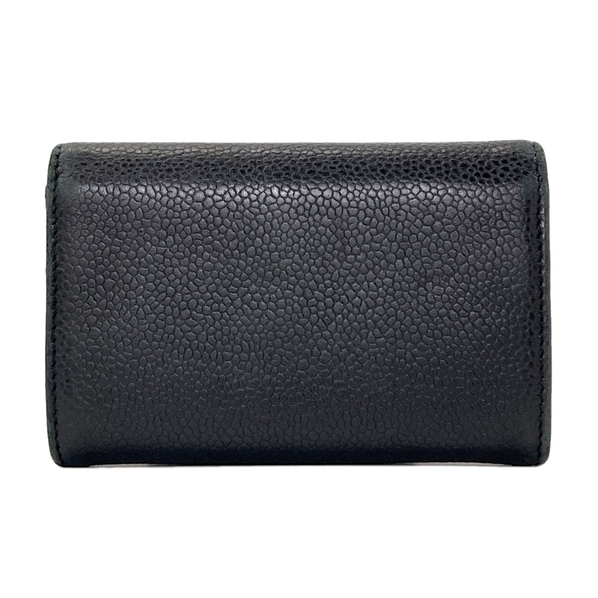CHANEL COCO Mark SilverHardware Card Case Grained Calfskin Skin Ladies [Used]
