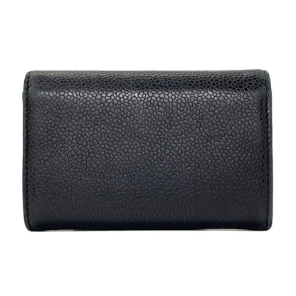 CHANEL COCO Mark SilverHardware Card Case Grained Calfskin Skin Ladies [Used]