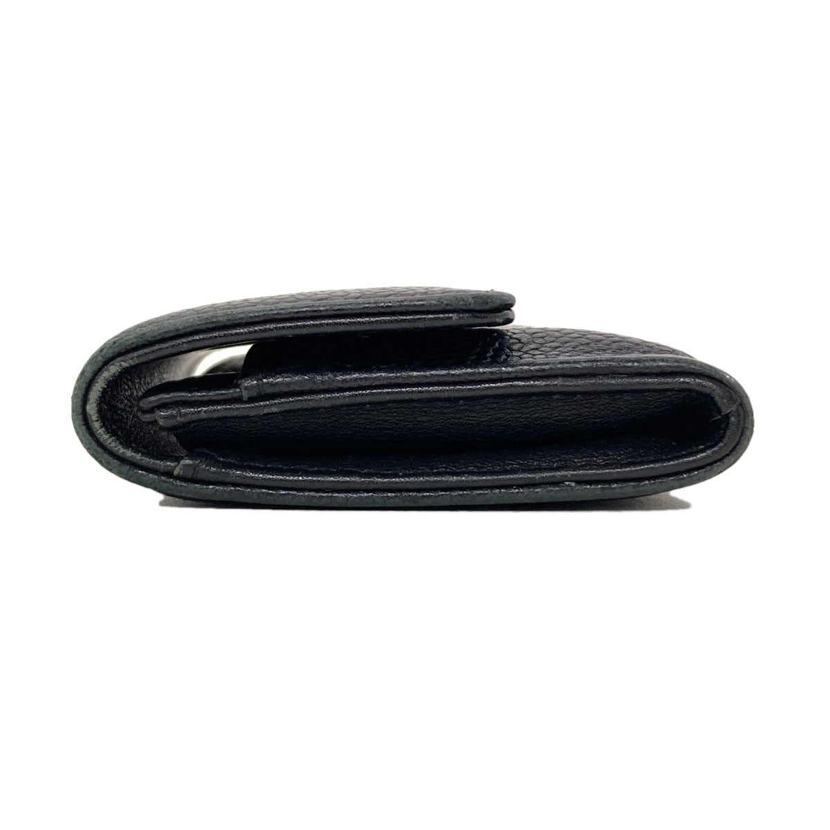 CHANEL COCO Mark SilverHardware Card Case Grained Calfskin Skin Ladies [Used]