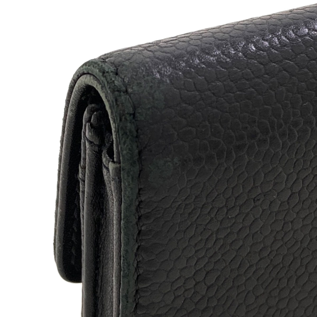 CHANEL COCO Mark SilverHardware Card Case Grained Calfskin Skin Ladies [Used]