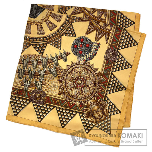 HERMES Carre90 The Chiefs' Gold Scarf Silk Ladies [Used]