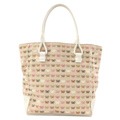 BOTTEGA VENETA Butterfly pattern Tote Bag Canvas Ladies [Used]