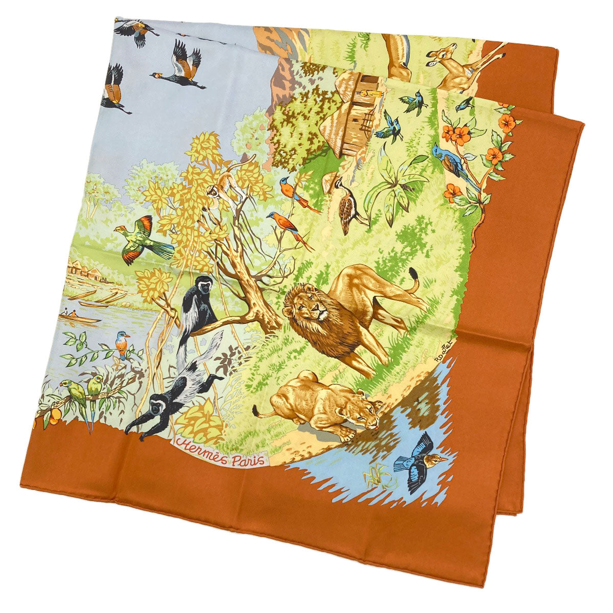 HERMES Carre90 Africa Scarf Silk Ladies [Used]
