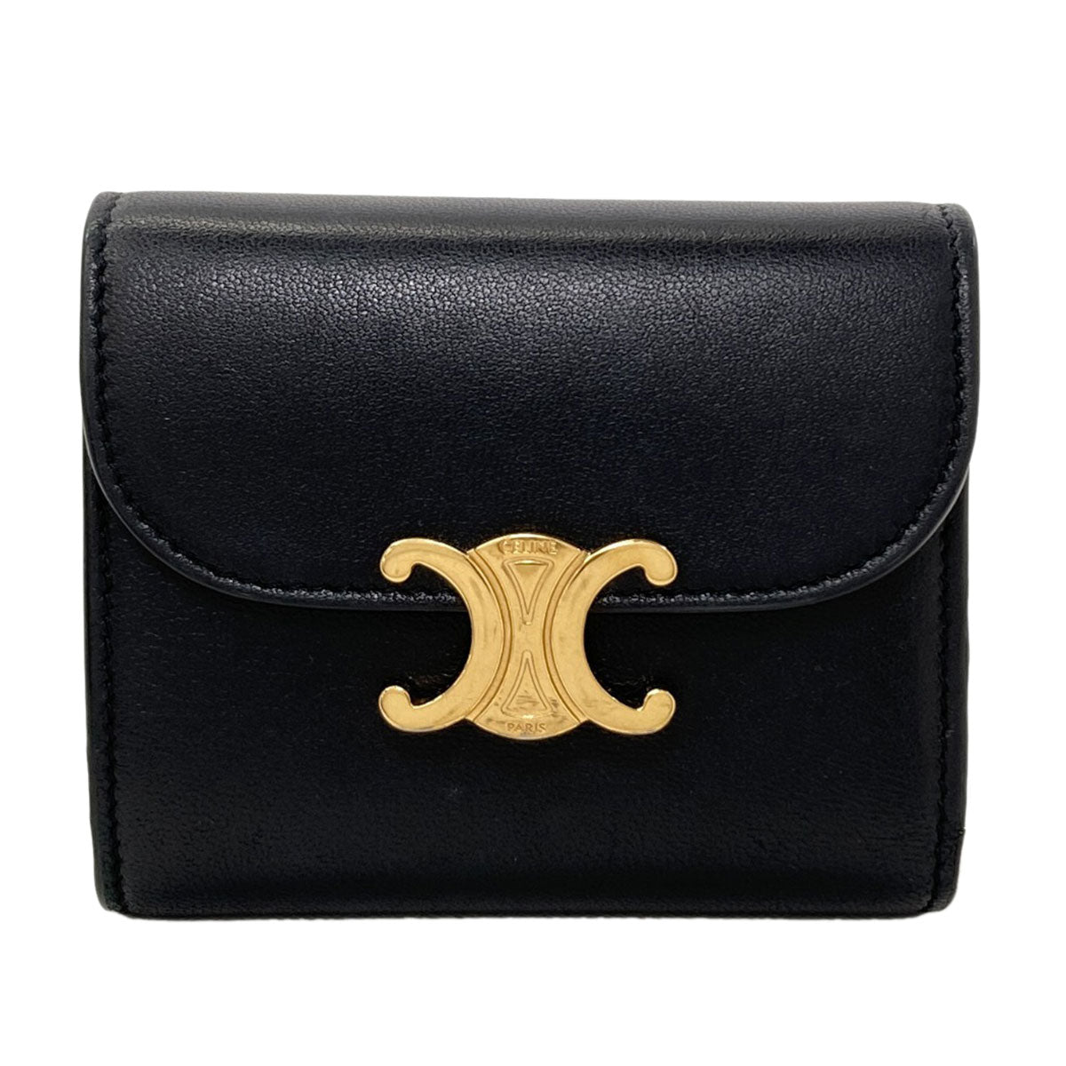 CELINE Small flap wallet Triomphe Tri-fold wallet (with Coin Pocket) Leather Ladies [Used]
