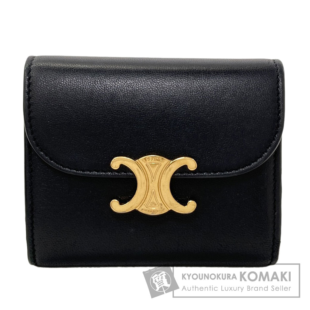 CELINE Small flap wallet Triomphe Tri-fold wallet (with Coin Pocket) Leather Ladies [Used]