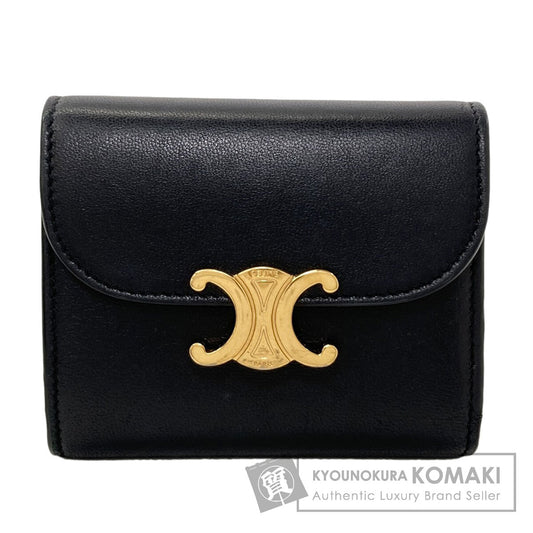 CELINE Small flap wallet Triomphe Tri-fold wallet (with Coin Pocket) Leather Ladies [Used]