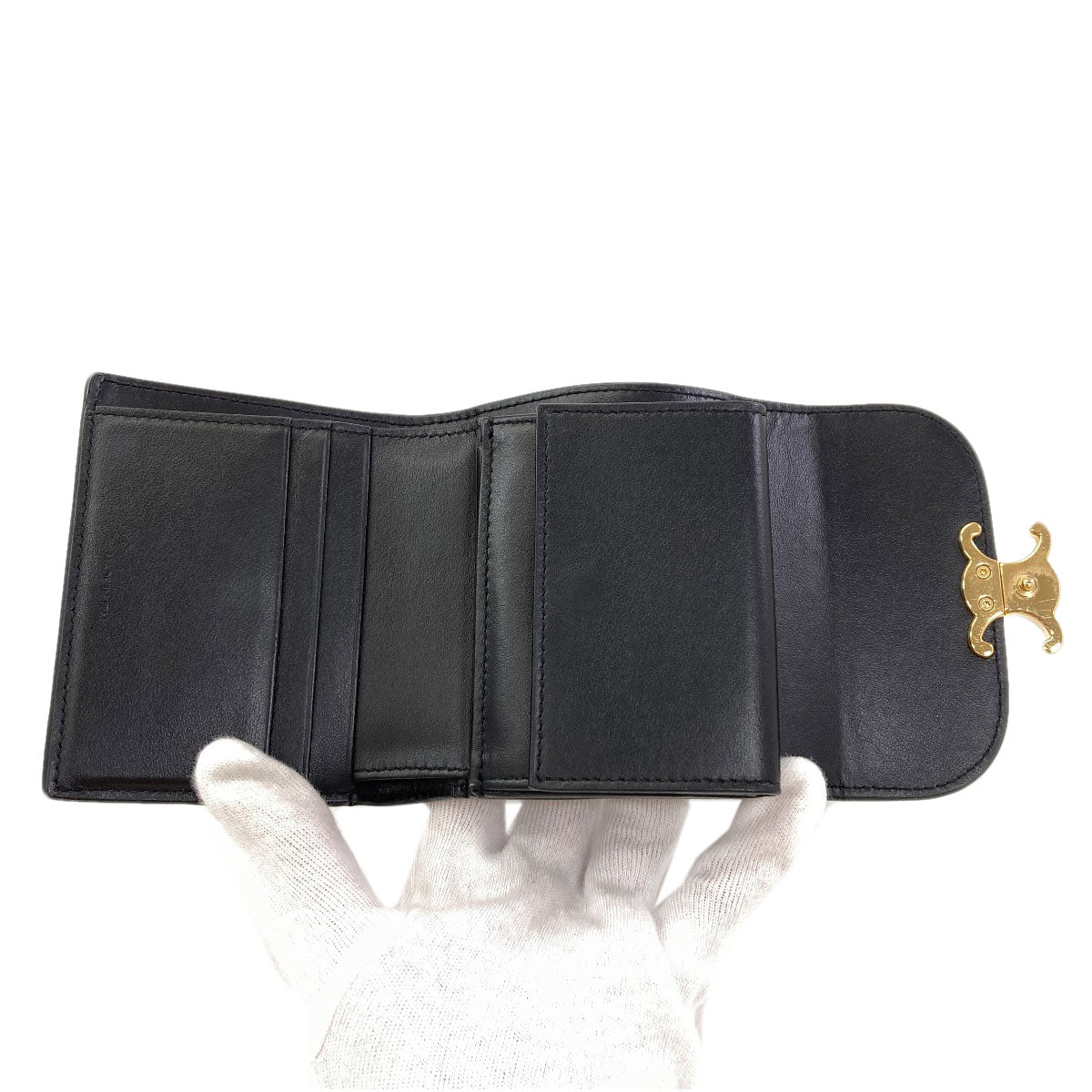 CELINE Small flap wallet Triomphe Tri-fold wallet (with Coin Pocket) Leather Ladies [Used]