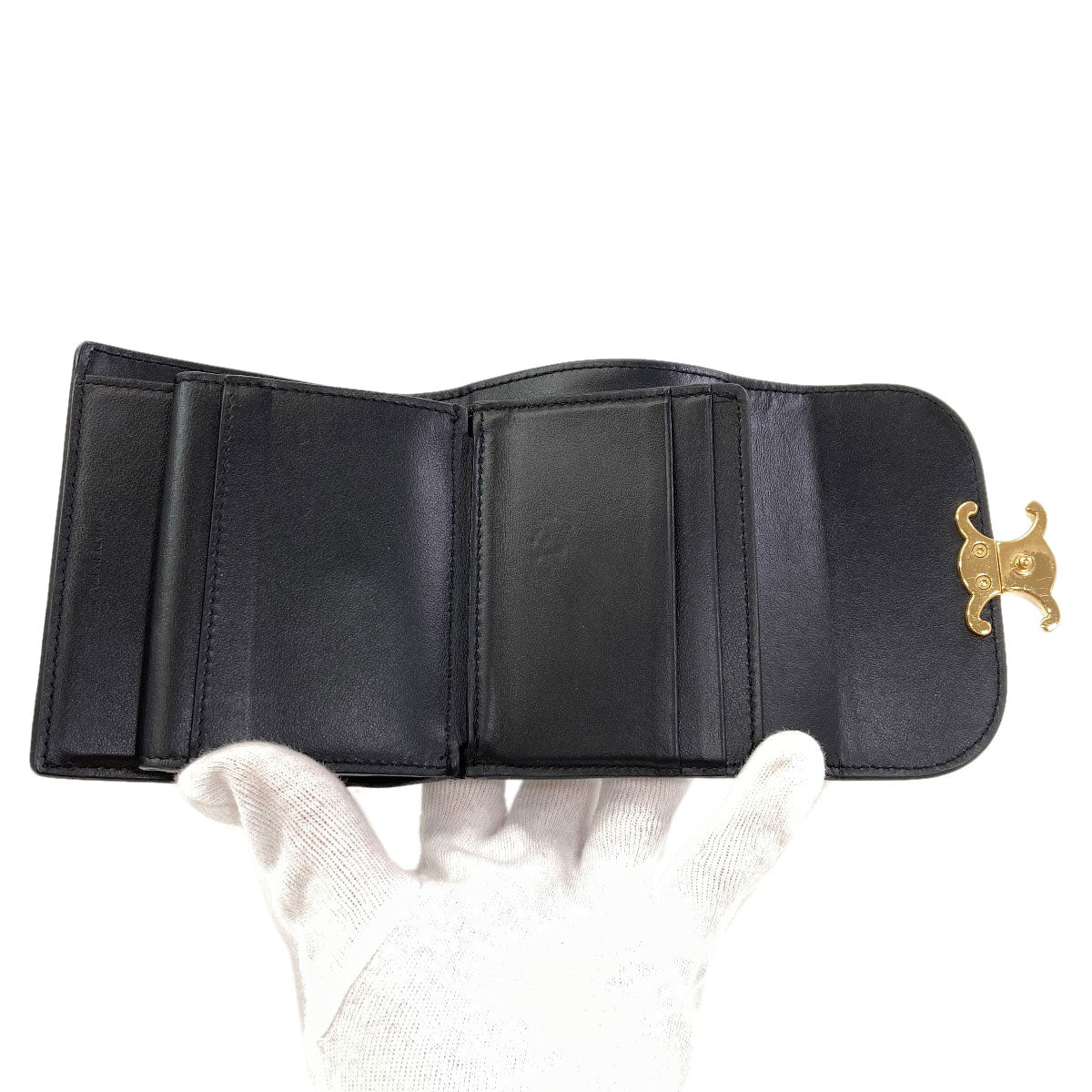 CELINE Small flap wallet Triomphe Tri-fold wallet (with Coin Pocket) Leather Ladies [Used]