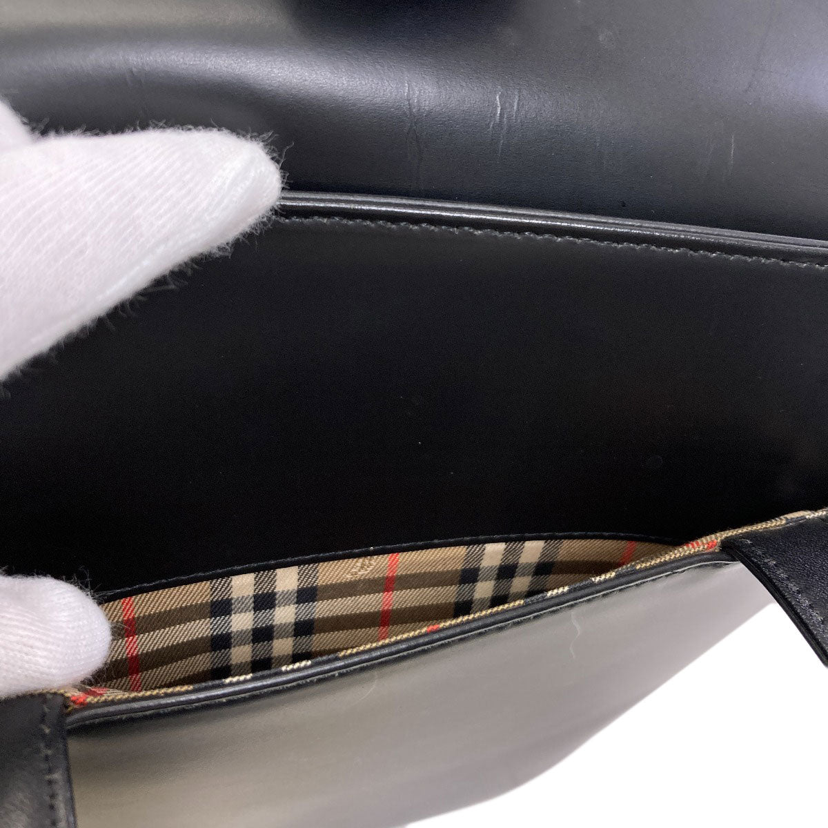 BURBERRY Burberry Check Handbag Leather Ladies [Used]