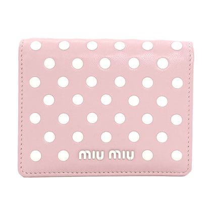MIUMIU Dot Bifold Wallet with Coin Pocket Leather Ladies [Used]