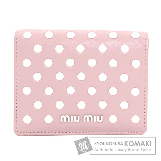 MIUMIU Dot Bifold Wallet with Coin Pocket Leather Ladies [Used]