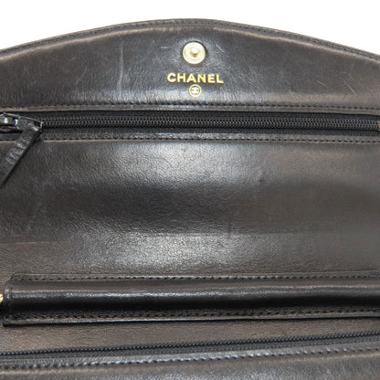 CHANEL Chain Wallet COCO Mark GoldHardware Long wallet (with coin pocket) Grained Calfskin Skin Ladies [Used]