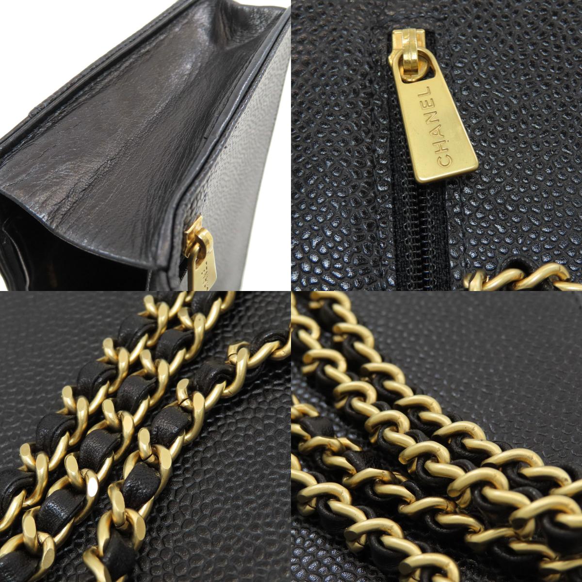 CHANEL Chain Wallet COCO Mark GoldHardware Long wallet (with coin pocket) Grained Calfskin Skin Ladies [Used]