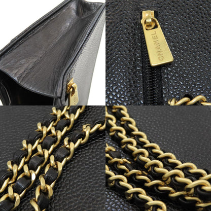 CHANEL Chain Wallet COCO Mark GoldHardware Long wallet (with coin pocket) Grained Calfskin Skin Ladies [Used]