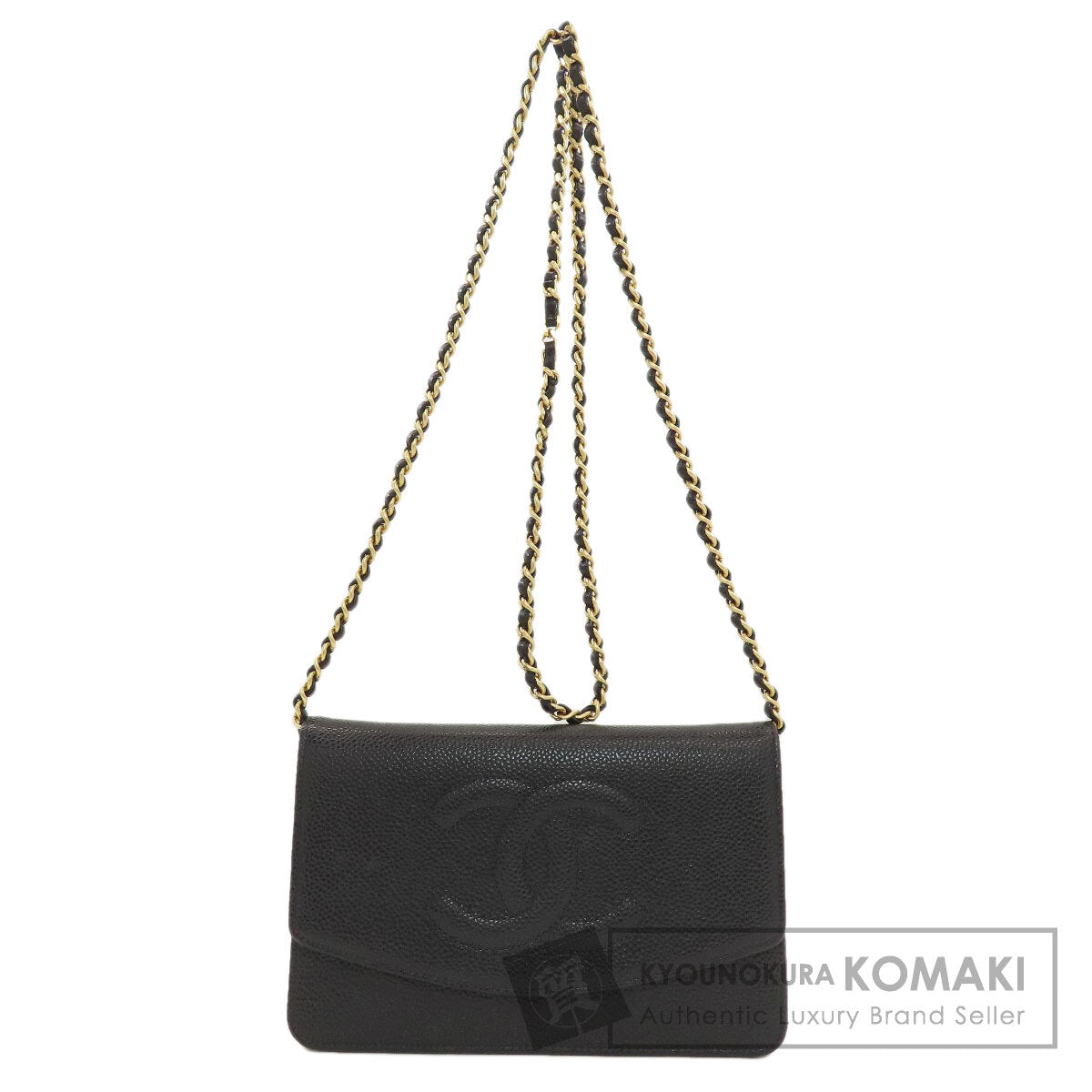 CHANEL Chain Wallet COCO Mark GoldHardware Long wallet (with coin pocket) Grained Calfskin Skin Ladies [Used]