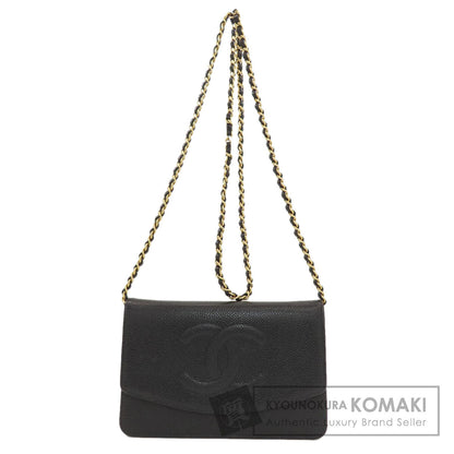 CHANEL Chain Wallet COCO Mark GoldHardware Long wallet (with coin pocket) Grained Calfskin Skin Ladies [Used]