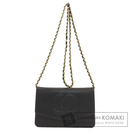 CHANEL Chain Wallet COCO Mark GoldHardware Long wallet (with coin pocket) Grained Calfskin Skin Ladies [Used]