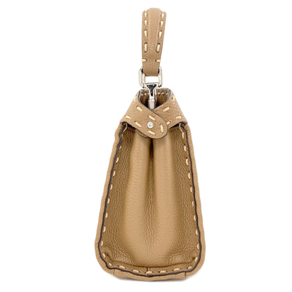 FENDI Peekaboo Mini Selleria Pecan Stripe Stripe 2WAY Handbag Canvas Ladies [Used]