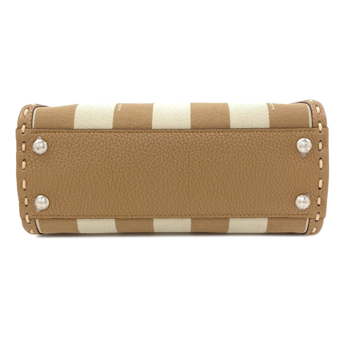 FENDI Peekaboo Mini Selleria Pecan Stripe Stripe 2WAY Handbag Canvas Ladies [Used]