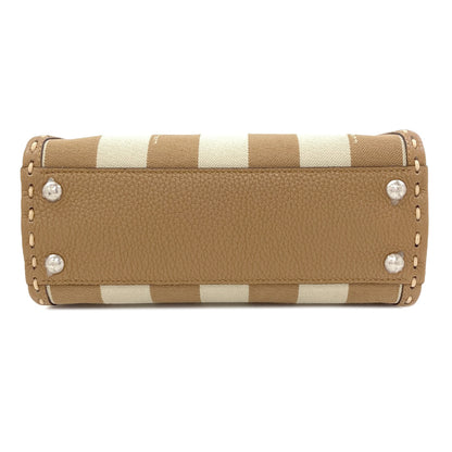 FENDI Peekaboo Mini Selleria Pecan Stripe Stripe 2WAY Handbag Canvas Ladies [Used]