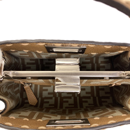 FENDI Peekaboo Mini Selleria Pecan Stripe Stripe 2WAY Handbag Canvas Ladies [Used]