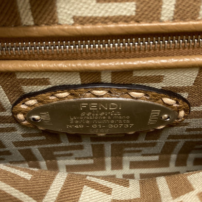 FENDI Peekaboo Mini Selleria Pecan Stripe Stripe 2WAY Handbag Canvas Ladies [Used]