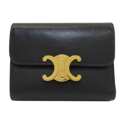 CELINE Triomphe compact wallet with coin compartment Tri-fold wallet (with Coin Pocket) Calf Ladies [Used]
