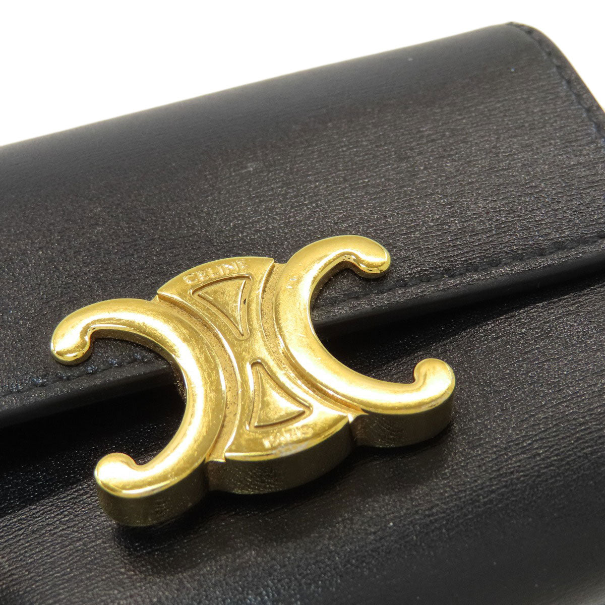 CELINE Triomphe compact wallet with coin compartment Tri-fold wallet (with Coin Pocket) Calf Ladies [Used]