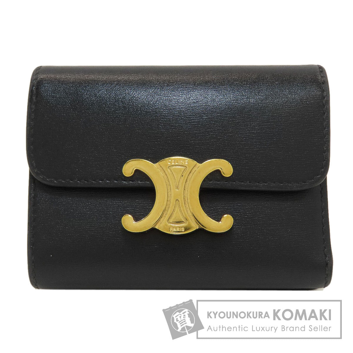CELINE Triomphe compact wallet with coin compartment Tri-fold wallet (with Coin Pocket) Calf Ladies [Used]