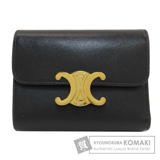 CELINE Triomphe compact wallet with coin compartment Tri-fold wallet (with Coin Pocket) Calf Ladies [Used]