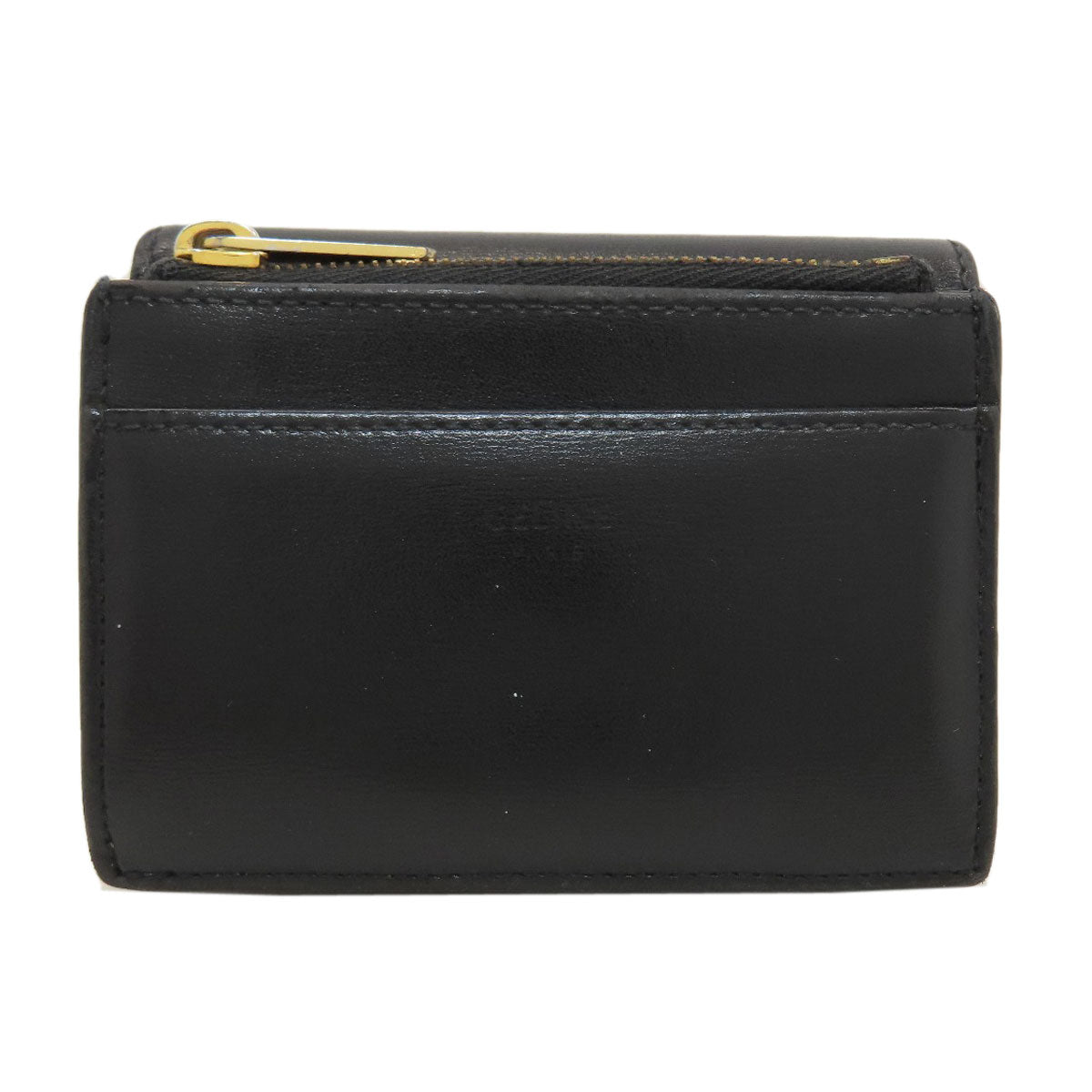CELINE Triomphe compact wallet with coin compartment Tri-fold wallet (with Coin Pocket) Calf Ladies [Used]