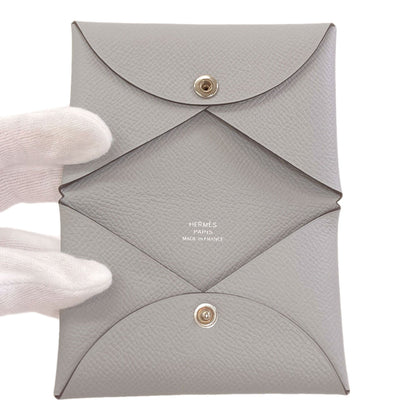 HERMES Calvi SilverHardware Card Case Epsom Ladies [Used]