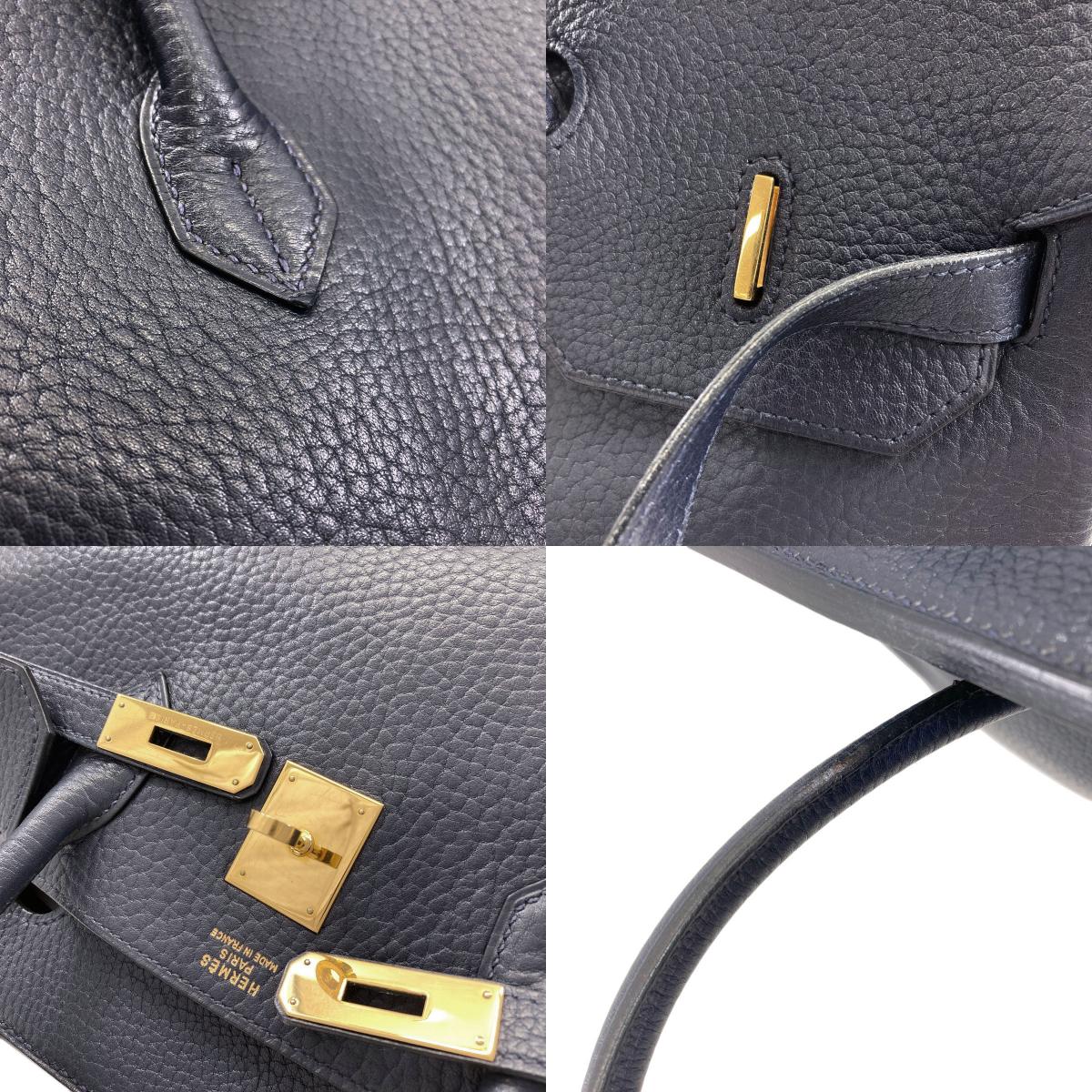 HERMES Birkin 40 Blue Indigo GoldHardware Handbag Ardennes Ladies [Used]
