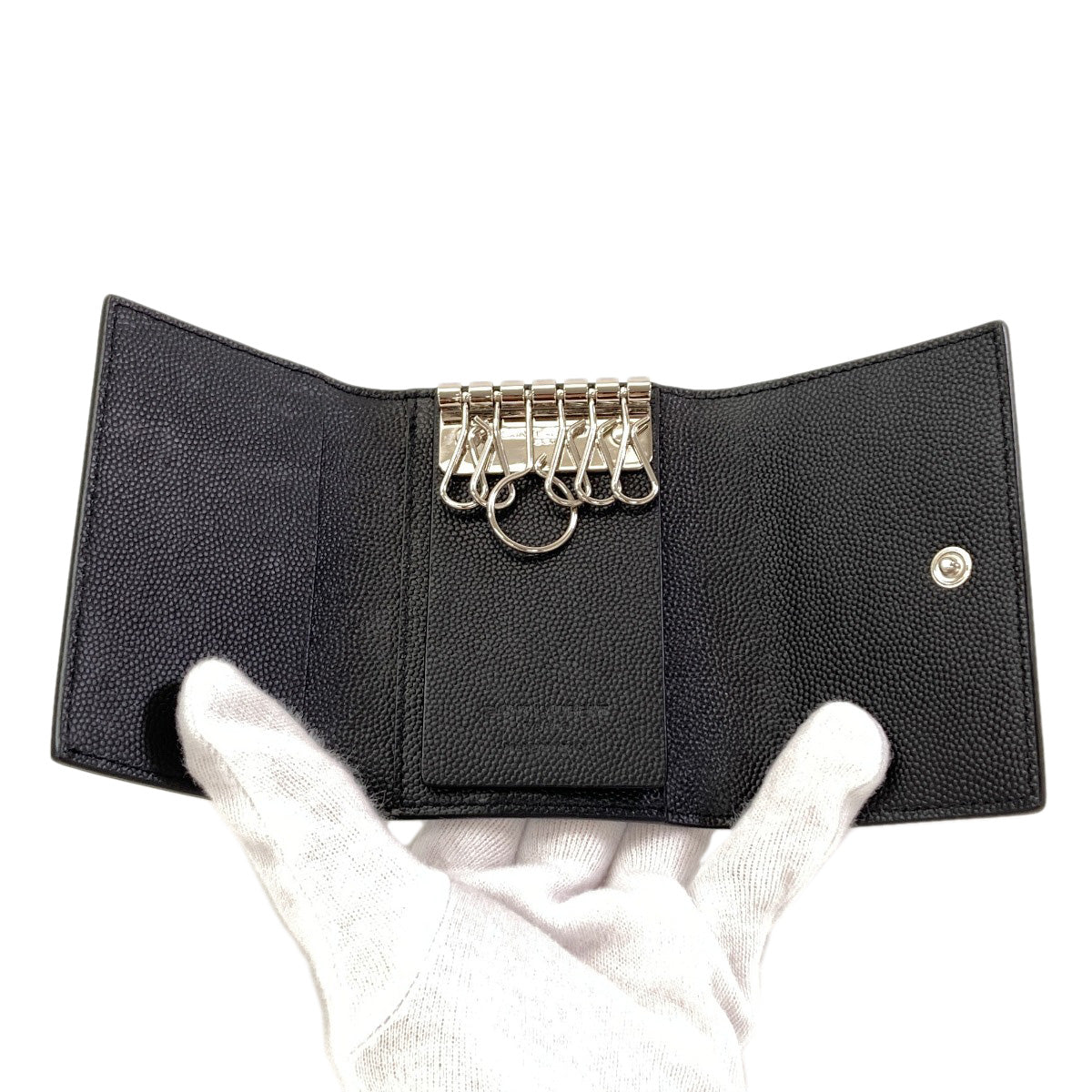 SAINT LAURENT logo key holder Leather Ladies [Used]