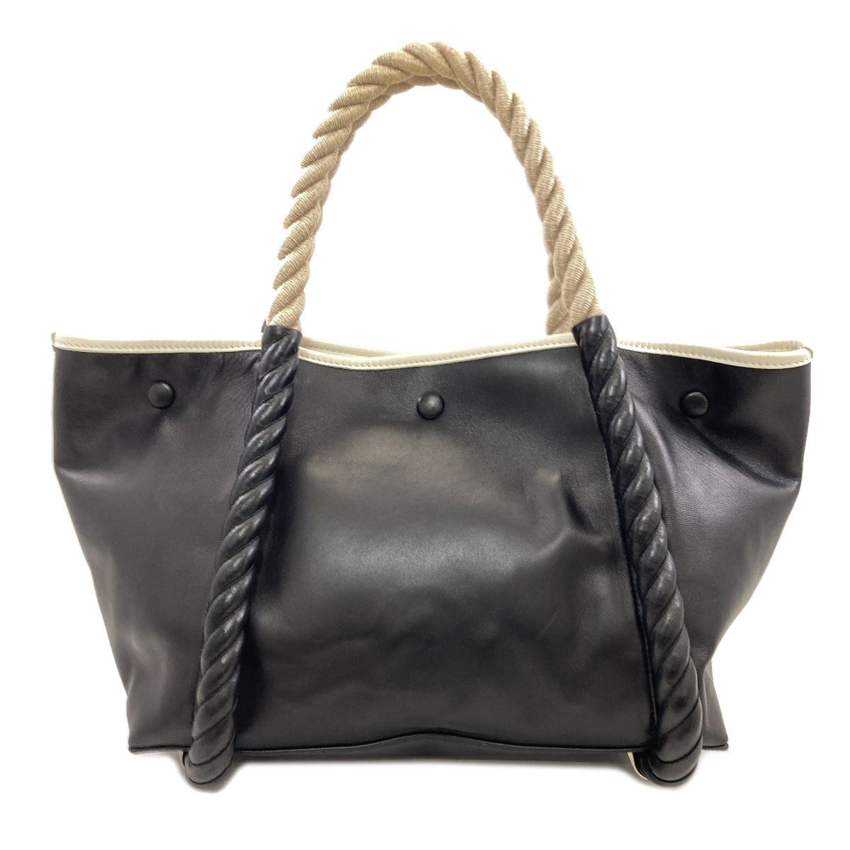 BALENCIAGA 339933 NAVY CABAS Rope Handle Tote Bag Calf Ladies [Used]