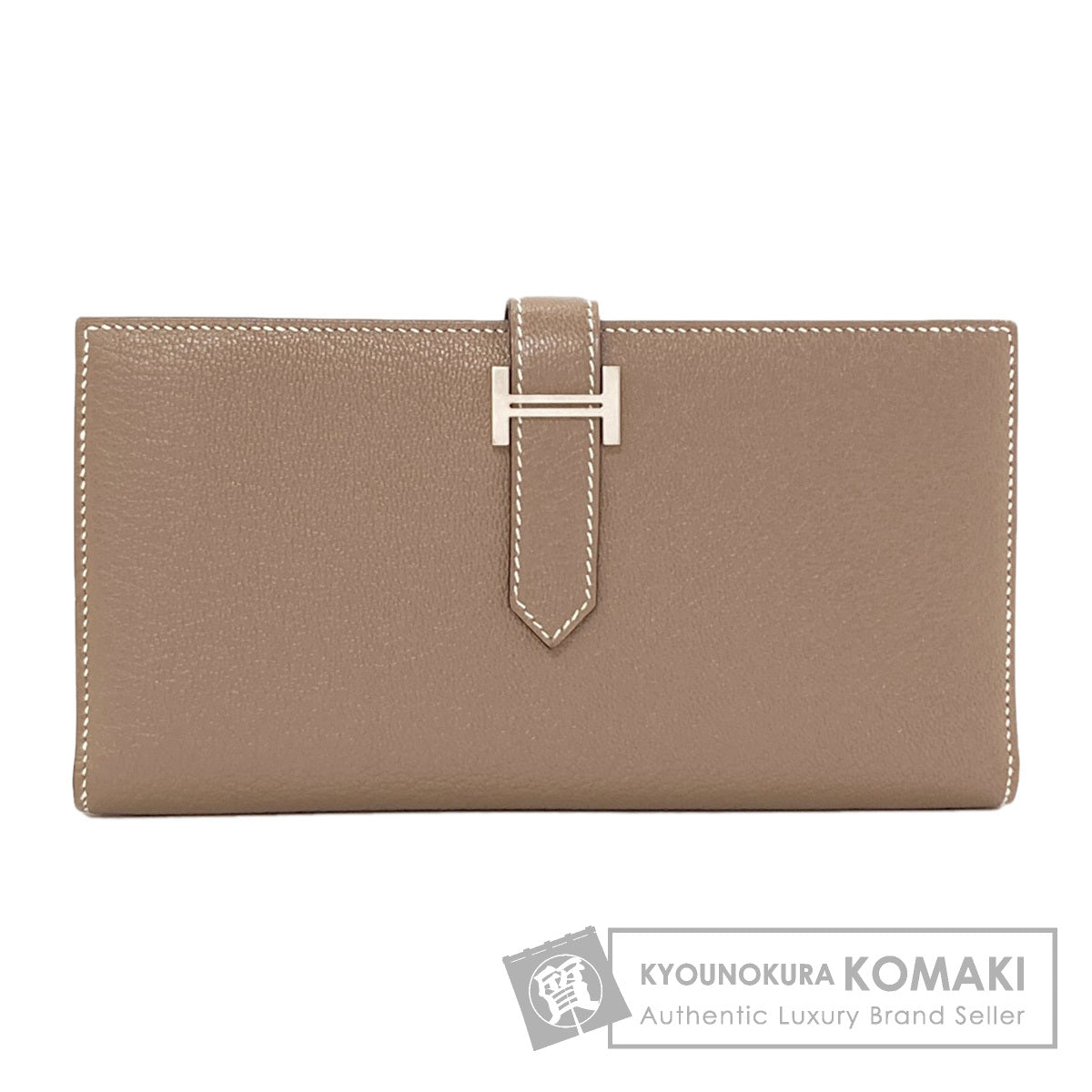 HERMES Bearn soufflet etope SilverHardware Long wallet (with coin pocket) Chevre Ladies [Used]