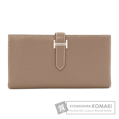 HERMES Bearn soufflet etope SilverHardware Long wallet (with coin pocket) Chevre Ladies [Used]