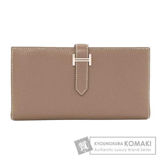 HERMES Bearn soufflet etope SilverHardware Long wallet (with coin pocket) Chevre Ladies [Used]
