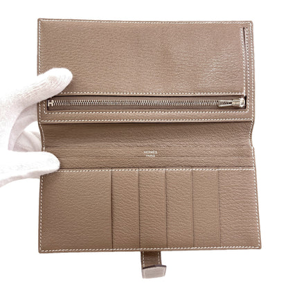 HERMES Bearn soufflet etope SilverHardware Long wallet (with coin pocket) Chevre Ladies [Used]