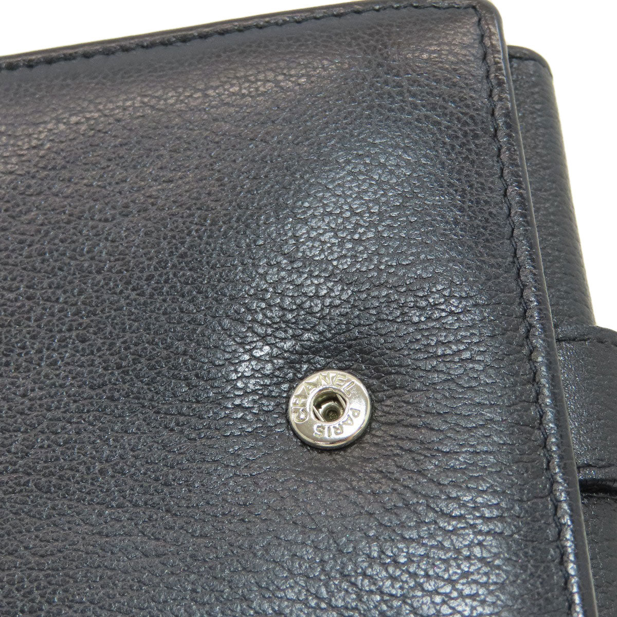 CHANEL Camellia Silver Hardware Bifold Wallet with Coin Pocket Calf Ladies [Used]