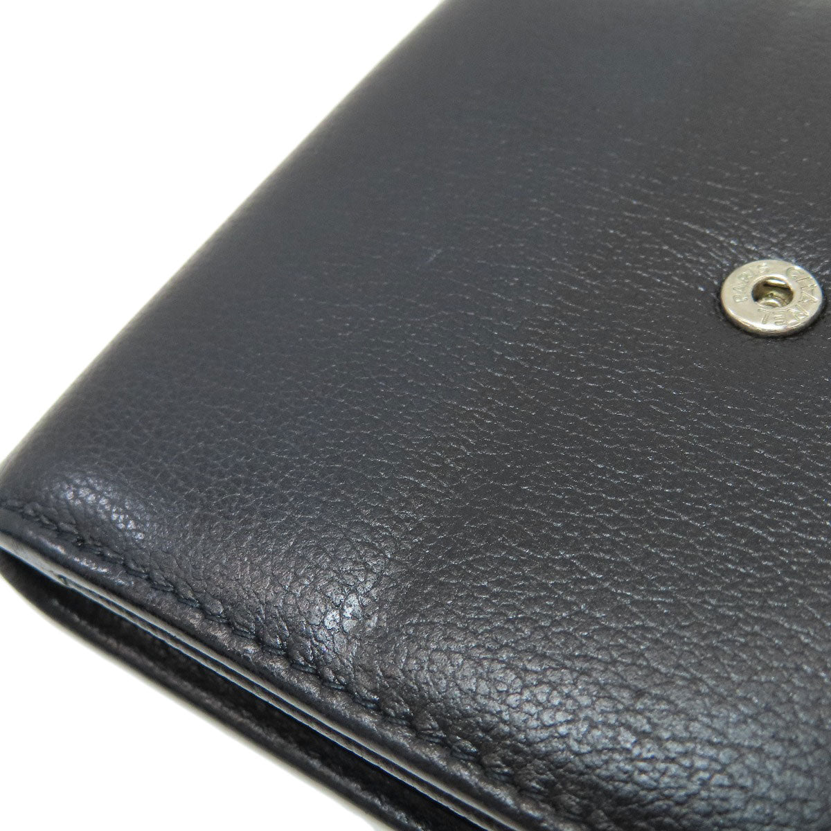 CHANEL Camellia Silver Hardware Bifold Wallet with Coin Pocket Calf Ladies [Used]