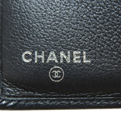 CHANEL Camellia Silver Hardware Bifold Wallet with Coin Pocket Calf Ladies [Used]
